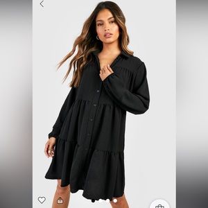 NWT Boohoo tiered smock shirt dress sz 10